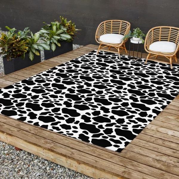 outdoors large cow skin rug